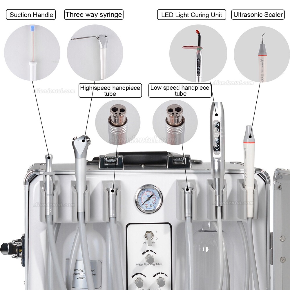 Getidy G13-B Portable Dental Unit With Air Compressor+ Curing Light Scaler 2/4H